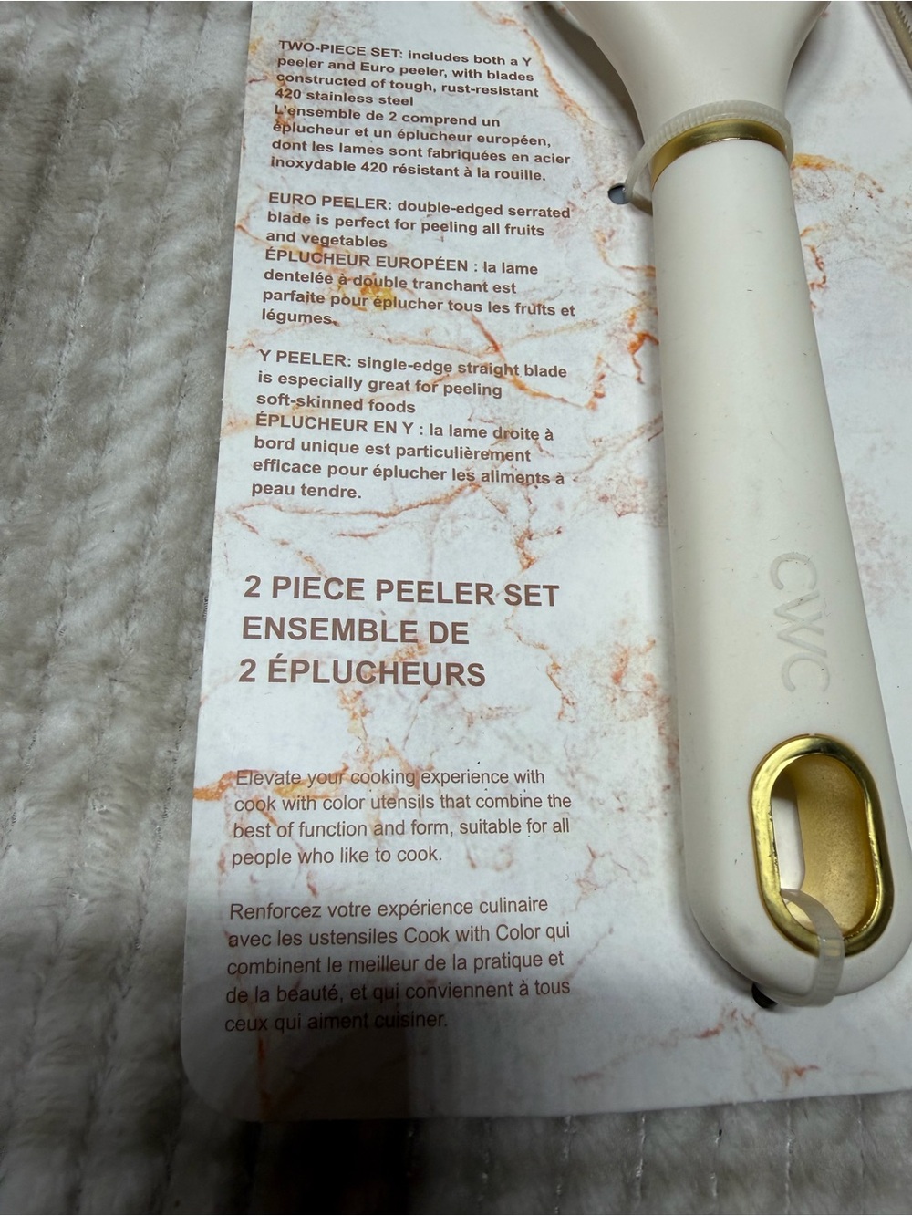 CWC White & Gold 2-Piece Peeler Set – Cook With Color - Picture 2 of 5
